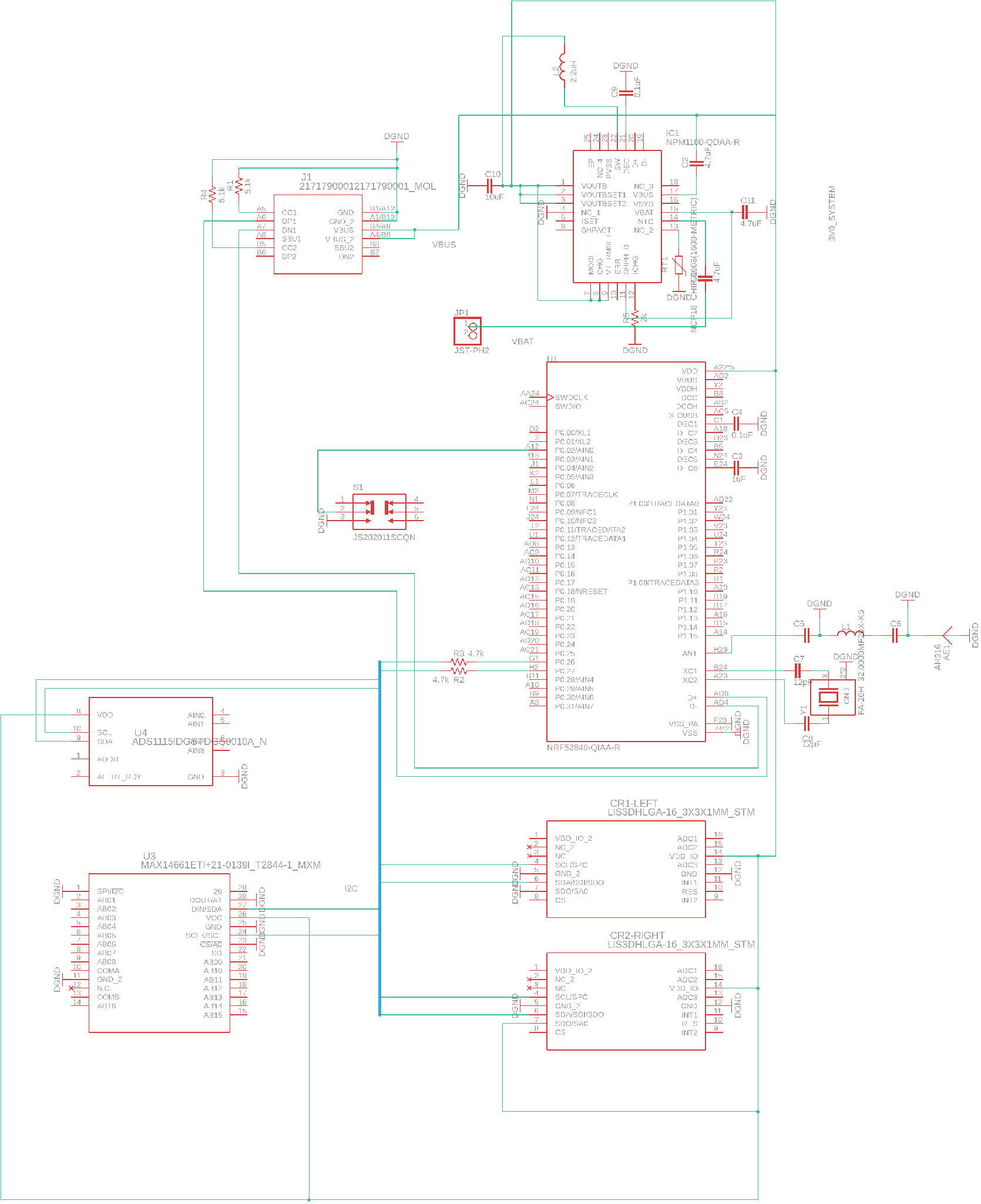 Circuit schematic for the FSR and accelerometer sensor array